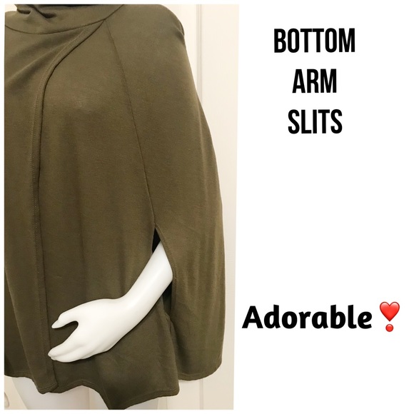 Auditions Boutique Olive Green Turtleneck Cape Top - Picture 6 of 9